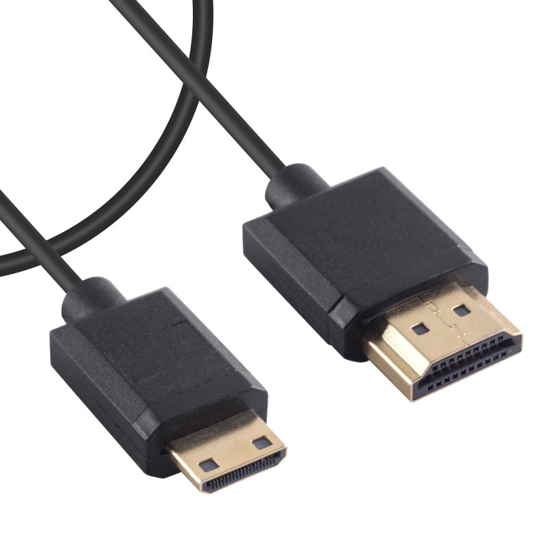 Duttek Ultra-Thin 4K Mini HDMI to HDMI Cable 2FT/60CM, Short HDMI to Mini HDMI Male Cable K Ultra HD Support, for Projector, Monitor, Camcorder - Image 1